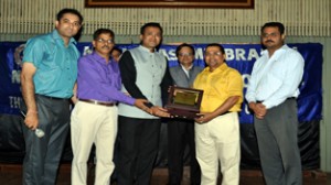 ICAI members presenting a memento to Div Com Shantmanu in a function at Jammu on Tuesday.