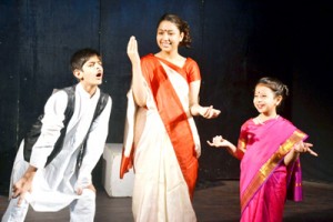 A scene from the play ‘Party To Banti Hai’ presented by Natrang in its Children Theatre Camp at Jammu.