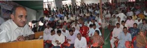 Dy Chief Minister Tara Chand addressing awareness camp on Monday.