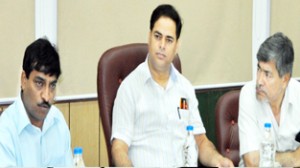 MoS Power Vikar Rasool reviewing functioning of PDD in Jammu on Wednesday.