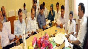 Minister of State for Industries & Commerce, Sajjad Ahmad Kichloo chairing Board of Directors meeting of JKCL at Srinagar on Thursday.