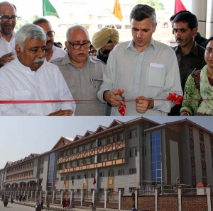 Chief Minister Omar Abdullah inaugurating Rehabilitation Complexes at Srinagar on Tuesday. -Excelsior/Amin War