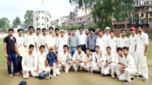 Cricketers posing for a group photograph during BGSBU's Inter-Department Cricket Tournament.