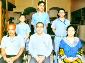 Students of KC Public School, who participated in 41st Junior National Swimming Competition at Bhopal, posing with Principal of the school and coaches.