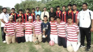 Jubilant footballers of Jodhamal posing for a group photograph. 