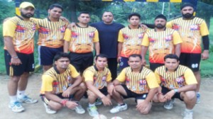 Players of State Handball team posing for a photograph.