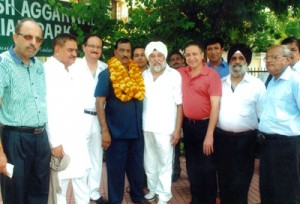 Newly elected president and other office bearers of TNDC posing for a group photograph at Jammu.