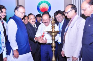 Arun Jaitley along with Dr Harsh Vardhan and Dr Jitendra Singh at the inauguration of centenary celebrations of Delhi Medical Association at New Delhi.