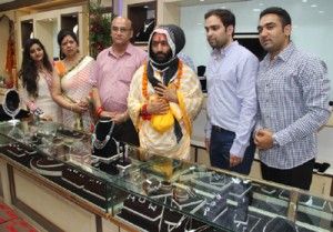 Bal Yogeshwar at the ‘Shree Khajuria Jewellers’, which was  inaugurated on Sunday. 