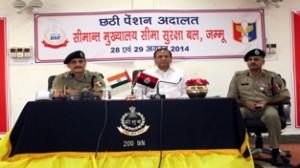 IG BSF Rakesh Kumar Sharma during Pension Adalat at Frontier Headquarters BSF Jammu on Thursday.