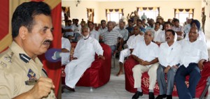 DIG Shakeel Ahmed Beig addressing a gathering at Bari Brahmana on Tuesday.