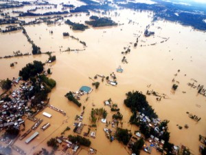 Batwara area of Srinagar submerged in floods on Monday