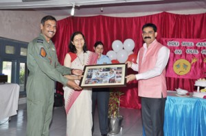 Air Commodore PE Patange being accorded farewell during function at Air Force School Satwari in Jammu.