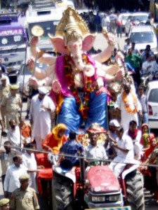 Devotees taking idol of Lord Ganesha for immersion.