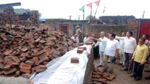 Former Minister, R S Chib during tour of flood hit areas of  R S Pura.