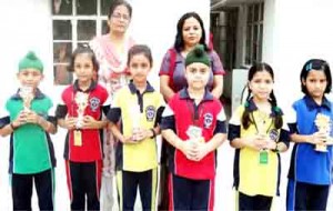 Winners of English Recitation Competition posing for a photograph at DPS, Jammu.