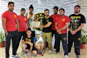 Jivitesh Singh alongwith other players posing for a group photograph on Tuesday.