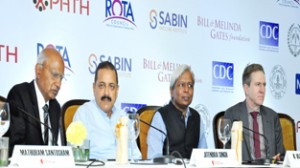 Union Minister Dr Jitendra Singh chairing the opening session of 11th International Rotavirus Symposium at Hotel Taj Palace, New Delhi on Wednesday.