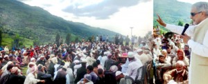 NC leader, Ch Liaqat Ali addressing meeting at Peeri in Nagrota Constituency on Sunday.