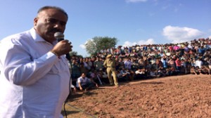 Rajnesh Sharma addressing gathering at Machedi in Bani constituency.