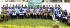 Commander, Rashtriya Rifles along with girls before commencing the tour to extend message of peace and harmony on Wednesday.