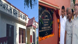 Minister for PHE, Sham Lal Sharma inaugurating Panchayat Ghar & tubewell on Sunday.