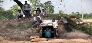 People still refuse to leave bunker in Abdullian border village of RS Pura sector despite calm on IB as they feel shelling can resume anytime. Another pic on page 4. —Excelsior/Rakesh