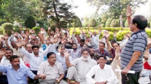 Subash Shastri, president of the National Mazdoor Conference addressing rally of  activists on Sunday.