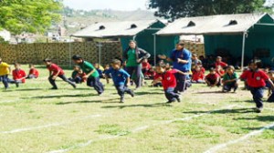 Budding athletes in action during Annual Sports Day at KV Rajouri.