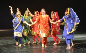 J&K artists performing a folk dance at the international festival by ICCR at New Delhi on Thursday.