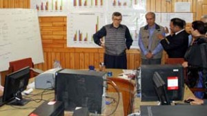 Chief Minister Omar Abdullah inspecting Crisis Management Centre of Health Department at Srinagar on Saturday.