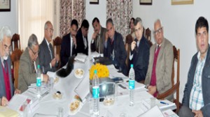 Governor, NN Vohra and Chief Minister Omar Abdullah chairing Council meeting of SKUAST-K at Raj Bhavan.