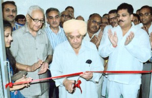 BJP MLA from Jammu East Ashok Khajuria inaugurating Bhagwan Mahavir Physiotherapy Centre at Moti Bazar in Jammu on Sunday.