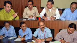 Divisional Commissioner, Shantmanu discussing development of Sukrala, Bala Sundari shrines in a meeting on Thursday.