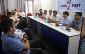 Representatives of trade and industries bodies in a meeting with CCI Jammu office bearers on Thursday. 