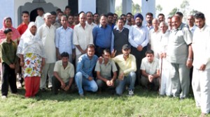 Social worker Bhupinder Singh with youth during visit to various villages. 