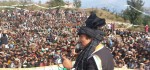 Former Union Minister, Ghulam Nabi Azad addressing public rally in Gulabgarh area of Reasi on Friday.