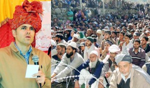 Chief Minister Omar Abdullah addressing a public meeting in Ramban Assembly segment on Wednesday.