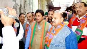 Rajesh Gupta campaigning in Ward 4 on Thursday.