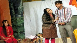 A scene from Hindi play "Dedh Roti", staged by SSDNS at Dewan Mandir complex Jammu.