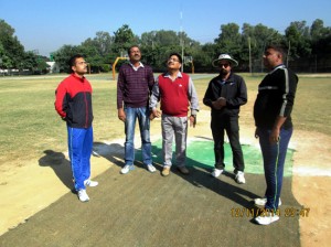 Anil Mangotra, Chief Prosecuting Officer National Human Rights Commission tossing coin along with umpires and organizing secretary. 