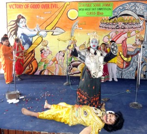 Students of DPS Jammu performing in Skit Competition on Thursday.