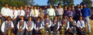 Medal winners of MHAC School Nagbani who excelled in DAV National Sports Athletic Cluster Level Meet posing for a group photograph.