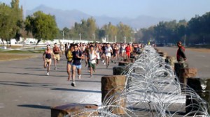 Candidates going through physical test during Army recruitment rally at Rajouri.