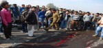 Poeple blocking road after the tragic accident at Bhagwati Nagar in Jammu on Friday.  -Excelsior/Rakesh