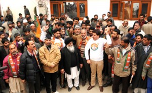 BJP leaders during a function in Srinagar on Wednesday. -Excelsior/ Amin War