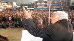 PDP patron Mufti Mohd Sayeed addressing a public rally in Kupwara on Saturday.