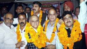 Leaders of various political parties and social organizations joining BJP at Jammu on Friday.