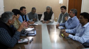 BJP national general secretary Ram Lal addressing party leaders meeting at Jammu on Wednesday. 