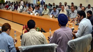 Deputy Commissioner Dr Shahid chairing a meeting of Zonal and Sector Magistrates at Kathua on Saturday.